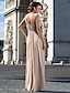 cheap Evening Dresses-Sheath / Column Open Back Formal Evening Military Ball Dress V Neck Sleeveless Floor Length Chiffon with Ruched Beading Side Draping 2021