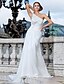 cheap Wedding Dresses-Sheath / Column One Shoulder Sweep / Brush Train Chiffon Made-To-Measure Wedding Dresses with Beading / Appliques / Side-Draped by LAN TING BRIDE® / Sparkle &amp; Shine