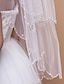 Недорогие Свадебные вуали-Двухуровневая локоть вуаль венчания с бисером Пограничный