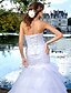 baratos Vestidos de Casamento-Sereia Vestidos de noiva Decote Princesa Longo Organza Cetim Sem Manga com 2020