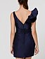 cheap Bridesmaid Dresses-Sheath / Column V Neck Short / Mini Taffeta Bridesmaid Dress with Sash / Ribbon / Criss Cross / Ruffles by LAN TING BRIDE®