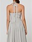 cheap Bridesmaid Dresses-A-Line Princess V Neck Halter Floor Length Chiffon Bridesmaid Dress with Draping Sash / Ribbon Ruched by LAN TING BRIDE®