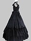 cheap Lolita Fashion Costumes-Princess Gothic Lolita Ruffle Dress Vacation Dress Dress Prom Dress Women&#039;s Girls&#039; Satin Cotton Japanese Cosplay Costumes Black Vintage Cap Sleeve Long Length