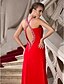 preiswerte Kleider für besondere Anlässe-A-Line Celebrity Style Dress Formal Evening Military Ball Floor Length Sleeveless Plunging Neck Chiffon with Beading 2024