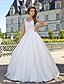 cheap Wedding Dresses-Wedding Dresses A-Line Scoop Neck Regular Straps Floor Length Lace Bridal Gowns With Sash / Ribbon Ruched 2024