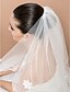 cheap Wedding Veils-Two-tier Pencil Edge Wedding Veil Elbow Veils 53 Satin Flower Rhinestones 59.06 in (150cm) Tulle A-line, Ball Gown, Princess, Sheath/