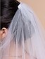 voordelige Bruidssluiers-Two-tier elleboog bruiloft sluier met kraalrand