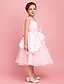 cheap Flower Girl Dresses-A-Line / Ball Gown / Princess Tea Length Flower Girl Dress - Organza / Satin Sleeveless Jewel Neck with Beading / Bow(s) / Flower by LAN TING BRIDE® / Spring / Fall / Winter / Wedding Party