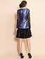 cheap TS Dresses-TS Lace Splicing Imitation Leather Slim Waist Ruffle Dress