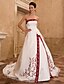 cheap Wedding Dresses-Hall Wedding Dresses Ball Gown Strapless Strapless Cathedral Train Satin Bridal Gowns With Embroidery Split Front 2024