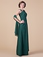 Χαμηλού Κόστους Φορέματα για τη Μητέρα της Νύφης-Ίσια Γραμμή Φόρεμα Μητέρας της Νύφης Εσάρπα περιλαμβάνεται Λουριά Μακρύ Σιφόν Αμάνικο με Χάντρες Που καλύπτει Πλαϊνό ντραπέ 2022