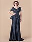 cheap Mother of the Bride Dresses-A-Line Mother of the Bride Dress Vintage Inspired V Neck Floor Length Taffeta Short Sleeve No with Criss Cross 2024