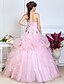 cheap Evening Dresses-Ball Gown Strapless Floor Length Organza Open Back Prom / Formal Evening Dress with Beading / Pick Up Skirt / Cascading Ruffles by TS Couture®
