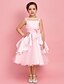 cheap Flower Girl Dresses-A-Line / Ball Gown / Princess Tea Length Flower Girl Dress - Organza / Satin Sleeveless Jewel Neck with Beading / Bow(s) / Flower by LAN TING BRIDE® / Spring / Fall / Winter / Wedding Party