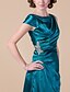 cheap Mother of the Bride Dresses-Sheath / Column Bateau Neck Floor Length Stretch Satin Mother of the Bride Dress 617 Beading Side Draping by