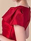 baratos Vestidos para as Mães dos Noivos-Tubinho Decote V Curto / Mini Tafetá Vestido Para Mãe dos Noivos com Drapeado Lateral de