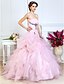 cheap Evening Dresses-Ball Gown Strapless Floor Length Organza Open Back Prom / Formal Evening Dress with Beading / Pick Up Skirt / Cascading Ruffles by TS Couture®