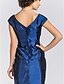 cheap Mother of the Bride Dresses-Sheath / Column Mother of the Bride Dress V Neck Knee Length Taffeta Short Sleeve with Sash / Ribbon Beading Crystal Brooch 2023