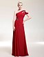 Χαμηλού Κόστους Φορέματα ειδικών περιστάσεων-Ίσια Γραμμή Στυλ Διασήμων Κομψό Επίσημο Βραδινό Φόρεμα Ένας Ώμος Αμάνικο Μακρύ Σιφόν με Χάντρες Πλαϊνό ντραπέ 2022