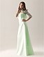 cheap Bridesmaid Dresses-Sheath / Column Strapless Floor Length Organza / Satin Bridesmaid Dress with Draping