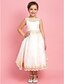 cheap Flower Girl Dresses-A-line Princess Bateau Tea-length Satin Flower Girl Dress