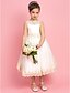 cheap Flower Girl Dresses-A-line Princess Bateau Tea-length Satin Flower Girl Dress