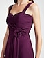 cheap Bridesmaid Dresses-Ball Gown / A-Line Straps Floor Length Chiffon Bridesmaid Dress with Criss Cross / Ruched / Flower