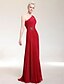Χαμηλού Κόστους Φορέματα ειδικών περιστάσεων-Ίσια Γραμμή Στυλ Διασήμων Κομψό Επίσημο Βραδινό Φόρεμα Ένας Ώμος Αμάνικο Μακρύ Σιφόν με Χάντρες Πλαϊνό ντραπέ 2022