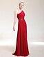 cheap Special Occasion Dresses-Sheath / Column Celebrity Style Elegant Formal Evening Dress One Shoulder Sleeveless Floor Length Chiffon with Beading Side Draping 2022