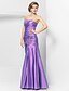 cheap Evening Dresses-Mermaid / Trumpet Elegant Dress Prom Formal Evening Floor Length Sleeveless Strapless Taffeta with Appliques 2024