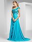 cheap Special Occasion Dresses-A-Line Elegant Dress Formal Evening Military Ball Court Train Sleeveless One Shoulder Chiffon with Beading Appliques Flower 2023