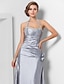 preiswerte Abendkleider-Eng anliegend Elegant Kleid Abiball Formeller Abend Boden-Länge Ärmellos Schatz Ausschnitt Taft mit Gerafft Perlenstickerei 2023