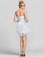 cheap Special Occasion Dresses-Sheath / Column Dress Graduation Cocktail Party Short / Mini Sleeveless Sweetheart Tulle with Criss Cross Beading Side Draping 2024
