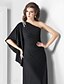 Χαμηλού Κόστους Φορέματα ειδικών περιστάσεων-Ίσια Γραμμή Ένας Ώμος Μακρύ Ζέρσεϊ Στυλ Διασήμων Επίσημο Βραδινό Φόρεμα με Χάντρες / Πλαϊνό ντραπέ με TS Couture®