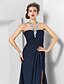 cheap Evening Dresses-Sheath / Column Empire Wedding Guest Formal Evening Dress Halter Neck Sleeveless Sweep / Brush Train Chiffon with Appliques Split Front 2022