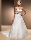 cheap Wedding Dresses-Princess A-Line Wedding Dresses Strapless Sweetheart Neckline Chapel Train Organza Sleeveless with Beading Flower Crystal Floral Pin 2020