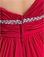 cheap Special Occasion Dresses-Sheath / Column Elegant Prom Formal Evening Dress One Shoulder Short Sleeve Sweep / Brush Train Chiffon with Ruched Beading 2022