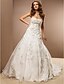 cheap Wedding Dresses-Wedding Dresses A-Line Strapless Strapless Chapel Train Organza Bridal Gowns With Beading Appliques 2024