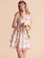 billiga TS-klänningar-TS Layered Ruffle Hem Floral Print ärmlös klänning
