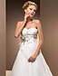 cheap Wedding Dresses-Princess A-Line Wedding Dresses Strapless Sweetheart Neckline Chapel Train Organza Sleeveless with Beading Flower Crystal Floral Pin 2020