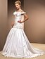 cheap Wedding Dresses-Mermaid / Trumpet Wedding Dresses Off Shoulder Sweep / Brush Train Taffeta Sleeveless with Ruched Flower Criss-Cross 2020