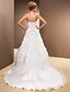 cheap Wedding Dresses-Princess A-Line Wedding Dresses Strapless Sweetheart Neckline Chapel Train Organza Sleeveless with Beading Flower Crystal Floral Pin 2020