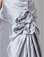 baratos Vestidos de Noite-Tubinho Elegante Vestido Baile de Formatura Noite Formal Longo Sem Manga Decote Princesa Tafetá com Franzido Miçangas 2023
