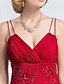 זול לאירועים מיוחדים חיסול-מעטפת \ עמוד רצועות ספגטי באורך הקרסול שיפון שמלה עם חרוזים / בד בהצלבה על ידי TS Couture®
