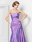 cheap Evening Dresses-Mermaid / Trumpet Elegant Dress Prom Formal Evening Floor Length Sleeveless Strapless Taffeta with Appliques 2024