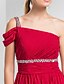 Χαμηλού Κόστους Φορέματα για Ειδικές Περιστάσεις-Ίσια Γραμμή Κομψό Χοροεσπερίδα Επίσημο Βραδινό Φόρεμα Ένας Ώμος Κοντομάνικο Ουρά Σιφόν με Πιασίματα Χάντρες 2022