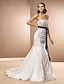 cheap Wedding Dresses-Lan Ting Trumpet/Mermaid Plus Sizes Wedding Dress - Ivory Chapel Train Strapless Satin