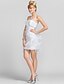 cheap Special Occasion Dresses-Sheath / Column Dress Graduation Cocktail Party Short / Mini Sleeveless Sweetheart Tulle with Criss Cross Beading Side Draping 2024