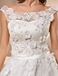 זול שמלות כלה-שמלות חתונה גזרת A סקופ צוואר ללא שרוולים שובל כנסייה (צ&#039;אפל) תחרה שמלות כלה עם סרט חרוזים 2024