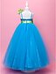 זול שמלות לילדות פרחים-נשף עד הריצפה שמלה לנערת הפרחים  מסיבת החתונה שמלת נשף חמודה סאטן עם פפיון(ים) מתאים 3-16 שנים